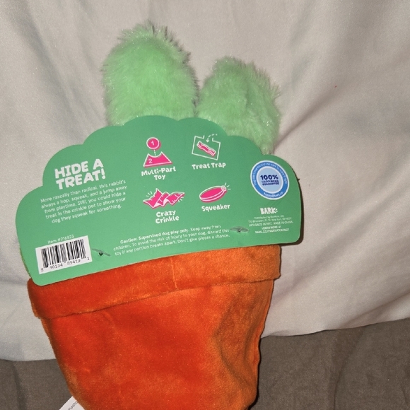 BarkBox Green Plush Cactus in Orange Pot with Floral Details - Picture 3 of 4